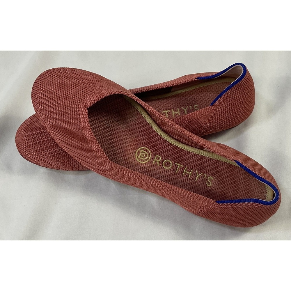 Rothy's Women's Shoe Sz 7 Flat Rust with Blue Heel Backing Casual Preppy 494